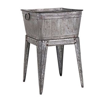 32 inch Multi-Functional Galvanized Metal Tub on Stand with Angled Legs, Gray