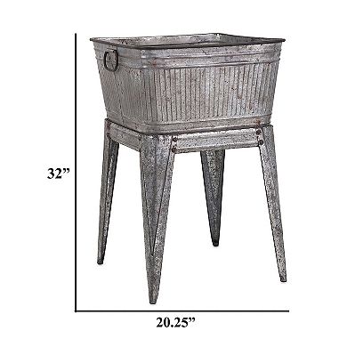 32 inch Multi-Functional Galvanized Metal Tub on Stand with Angled Legs, Gray