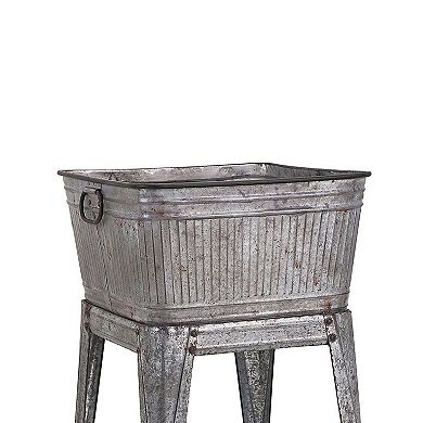 32 inch Multi-Functional Galvanized Metal Tub on Stand with Angled Legs, Gray