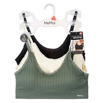 3 Pack Women's Seamless Ribbed Ruffle-Trim Tag-Free Padded Bras