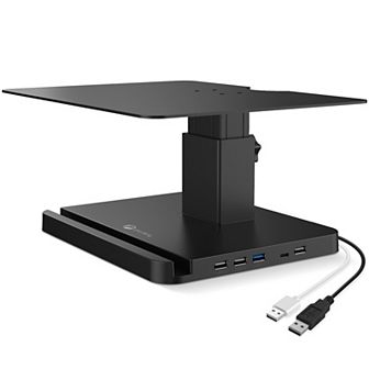 Purely S402 Height Adjustable Monitor Riser with USB Ports, Black
