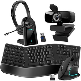 Delton 35X Wireless Headset Kit with Webcam, Wireless Keyboard & Mouse, Black