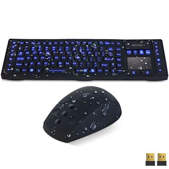 Delton M90/M44 Medical Grade Airtight Waterproof Wireless Computer Keyboard & Mouse, Black