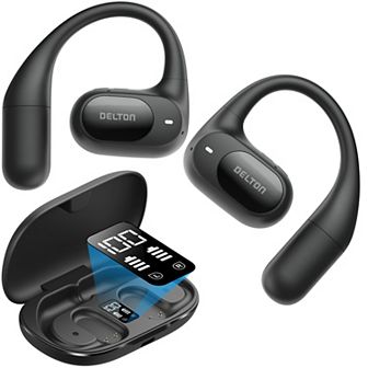 Delton O104 Open-Ear Bluetooth Earbuds/Headphone with Charging Case, Black