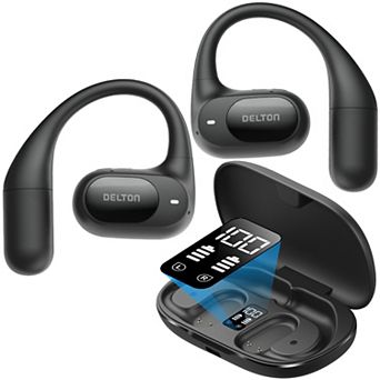 Delton O104 Open-Ear Bluetooth Earbuds/Headphone with Charging Case, Black
