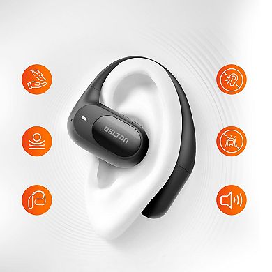 Delton O104 Open-Ear Bluetooth Earbuds/Headphone with Charging Case, Black
