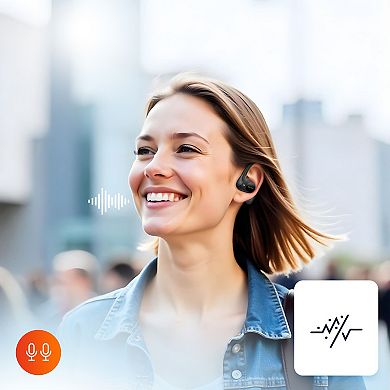 Delton O104 Open-Ear Bluetooth Earbuds/Headphone with Charging Case, Black