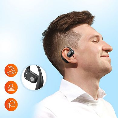 Delton O104 Open-Ear Bluetooth Earbuds/Headphone with Charging Case, Black