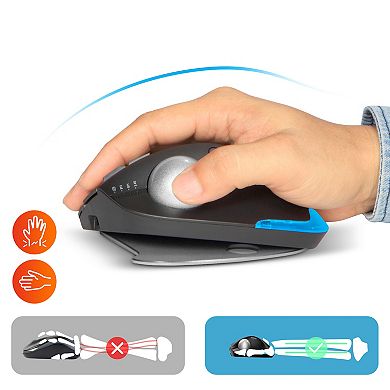 Delton E250WB Wireless Ergonomic Keyboard and Computer Trackball Mouse Bundle, Black