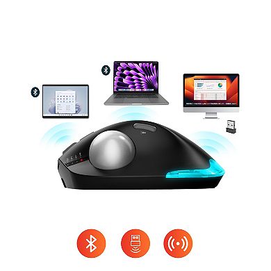 Delton E250WB Wireless Ergonomic Keyboard and Computer Trackball Mouse Bundle, Black