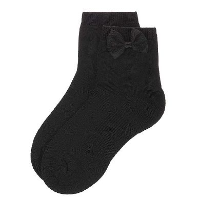 Girls Bow-Trimmed Mercerized Cotton Rich Ankle Sock