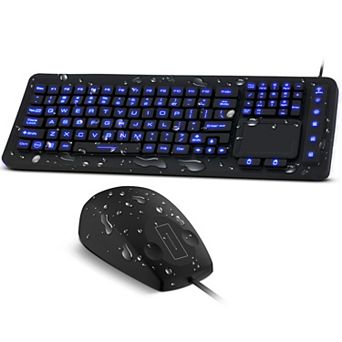 Delton M70/M41 Medical Grade Airtight Waterproof USB Backlit Computer Keyboard & Mouse, Black