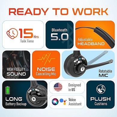 Delton 10X Wireless Noise Canceling Bluetooth Headset with USB Dongle (2-Pack), Black