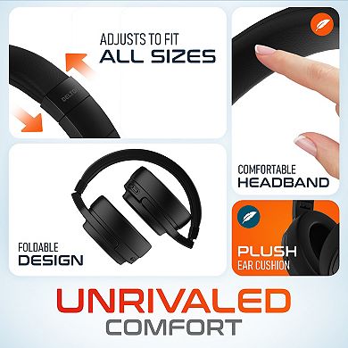 Delton Wireless Over-Ear Bluetooth Headphones, Noise Cancelling Stereo Headset with Mic, Black