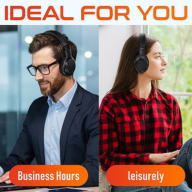 Delton Wireless Over-Ear Bluetooth Headphones, Noise Cancelling Stereo Headset with Mic, Black