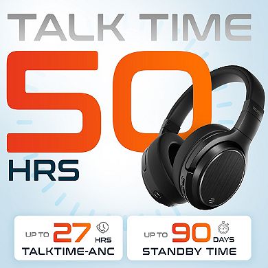 Delton Wireless Over-Ear Bluetooth Headphones, Noise Cancelling Stereo Headset with Mic, Black