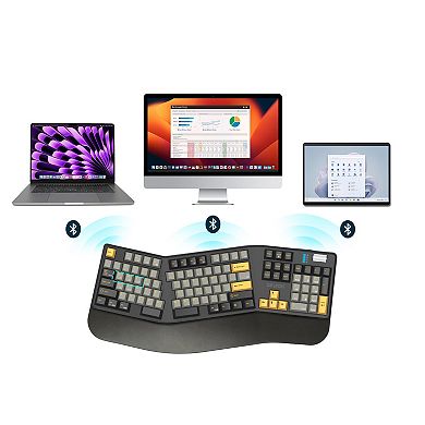 Delton E450 Wireless Ergonomic Keyboard and Bluetooth Computer Headphone/Headset Bundle, Black