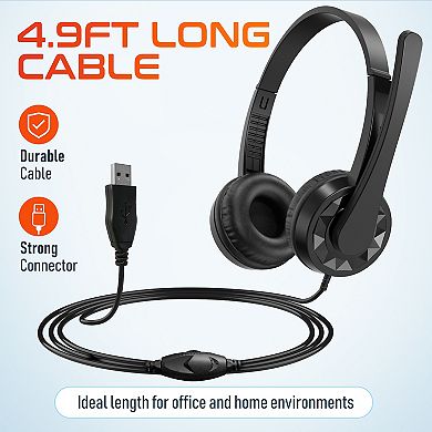 Delton 12Y USB Headset, 1080p Webcam, Big-Key USB Keyboard & Mouse Bundle, Black