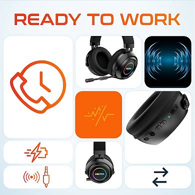 Delton G520 Wireless Bluetooth Over-the-Ear Noise Canceling Stereo Gaming Headphones/Headset, Black