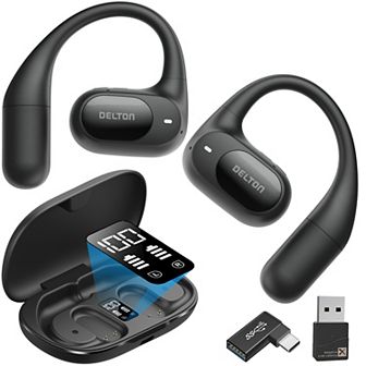 Delton O104 Open-Ear Wireless Headset with Charging Case, Black
