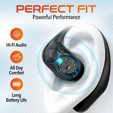 Delton O104 Open-Ear Wireless Headset with Charging Case, Black