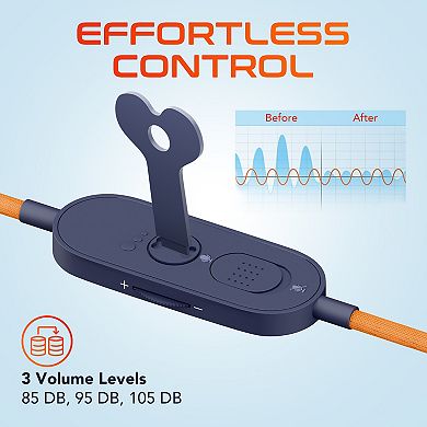 Delton S35 Ascent 3.5mm Headphone/Headset Cable with In-Line Controls & Tangle-Free Design, Orange
