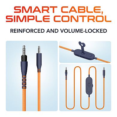 Delton S35 Ascent 3.5mm Headphone/Headset Cable with In-Line Controls & Tangle-Free Design, Orange