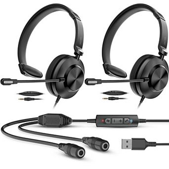 Delton Training Headset with Adapter, Computer Headset Splitter Training Supervising Coaching Bundle