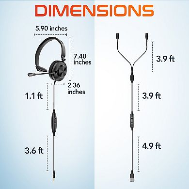 Delton Training Headset with Adapter, Computer Headset Splitter Training Supervising Coaching Bundle