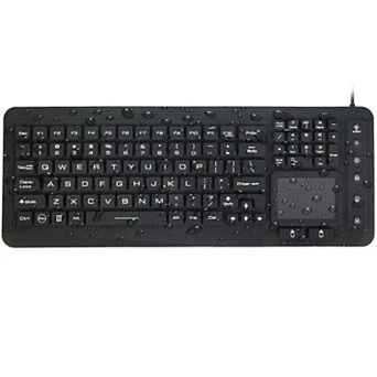 Delton M70 Medical Grade Airtight Waterproof USB Backlit Computer Keyboard & Touchpad, Black