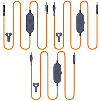 Delton Ascent Replacement 3.5mm Cable for Kids Learning Computer Headset Headphones 3-Pack, Orange