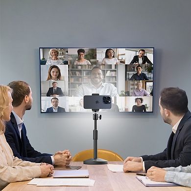 Delton T301 Webcam Stand with Phone Clip Holder Tray, Black