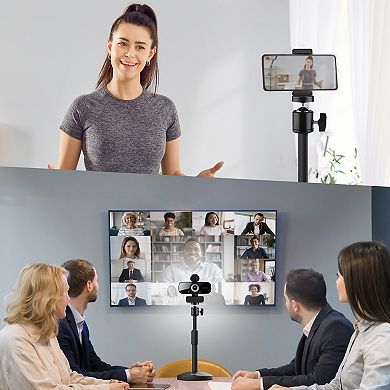 Delton T301 Webcam Stand with Phone Clip Holder Tray, Black