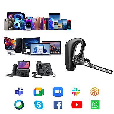 Delton K130 Noise Canceling Wireless Bluetooth Headset & Charging Case, MS Teams, Black