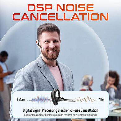 Delton K130 Noise Canceling Wireless Bluetooth Headset & Charging Case, MS Teams, Black