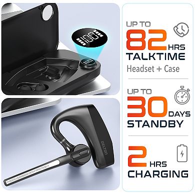 Delton K130 Noise Canceling Wireless Bluetooth Headset & Charging Case, MS Teams, Black
