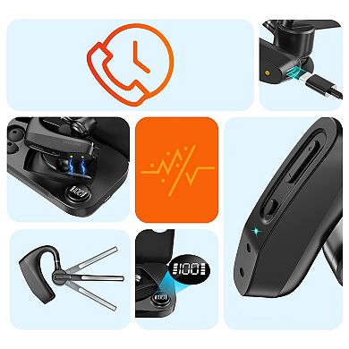 Delton K130 Noise Canceling Wireless Bluetooth Headset & Charging Case, MS Teams, Black