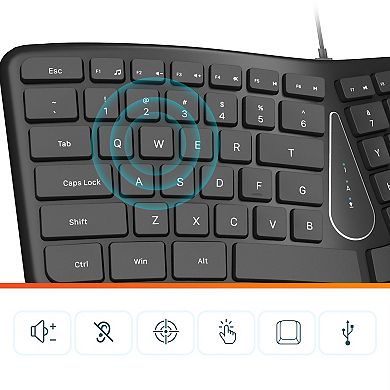 Delton E250 Ergonomic Keyboard, Vertical Mouse & Wired Headphone/Headset Kit, Black
