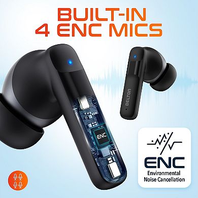 Delton T50 Bluetooth Earpiece/Headphone with Noise-Cancelling Mic, Black