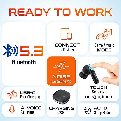 Delton T50 Bluetooth Earpiece/Headphone with Noise-Cancelling Mic, Black