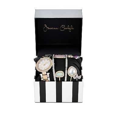 Jessica Carlyle Women's Two-Tone Bracelet Watch & 3-Bracelet Set