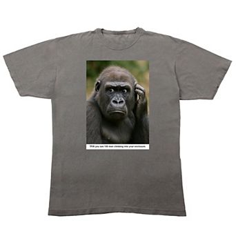 Men's Bioworld Graphic Gorilla "TFW You See 100 Men Climbing Into Your Enclosure" Short Sleeve T-Shirt