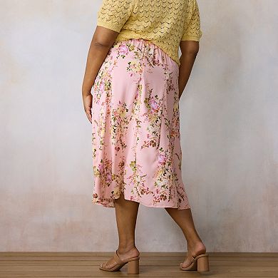 Plus Size LC Lauren Conrad High-Rise Godet Midi Skirt