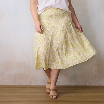 Plus Size LC Lauren Conrad High-Rise Godet Midi Skirt