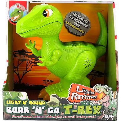 Kiddieland Light N' Sound Roar N' Go T-Rex Dinosaur Action Figure Toy