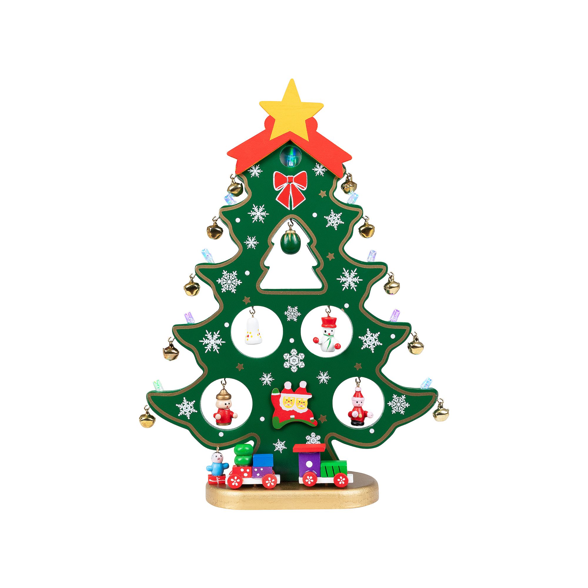 Northlight Christmas Tree Cut-Out with Miniature Ornaments Table Decor, Mul