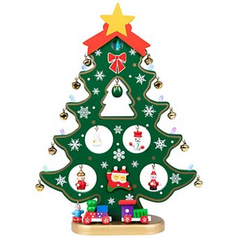Northlight Christmas Tree Cut-Out with Miniature Ornaments Table Decor