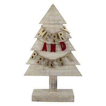 Northlight Wooden Tree "Merry & Bright" Christmas Decoration