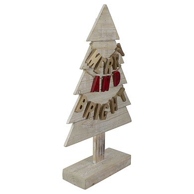 Northlight Wooden Tree "Merry & Bright" Christmas Decoration