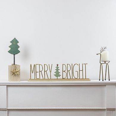 Northlight Metal Tree with Stars & Chunky Wooden Base Christmas Decoration Table Decor